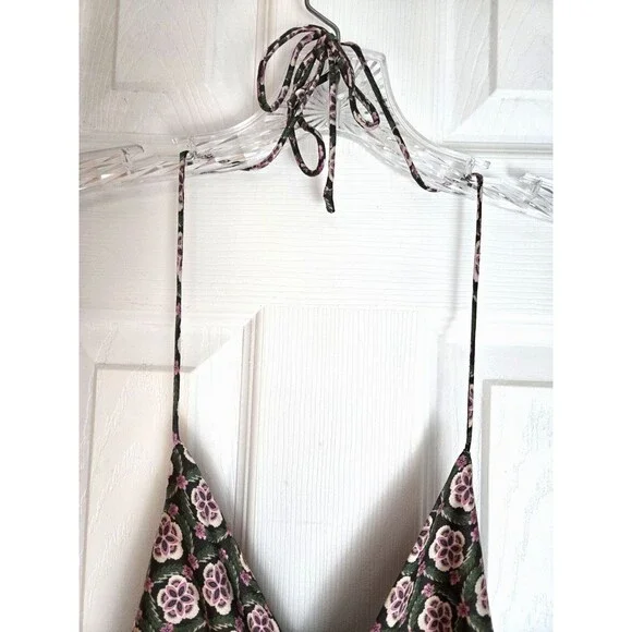 Bishop & Young S Small Adria Ruched Front Midi Pink Floral Dress Cottagecore - Picture 8 of 8